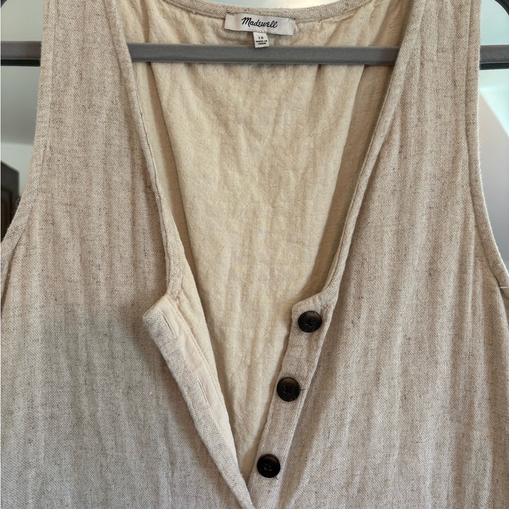 Madewell Cream Button-Front Romper - Picture 3 of 5